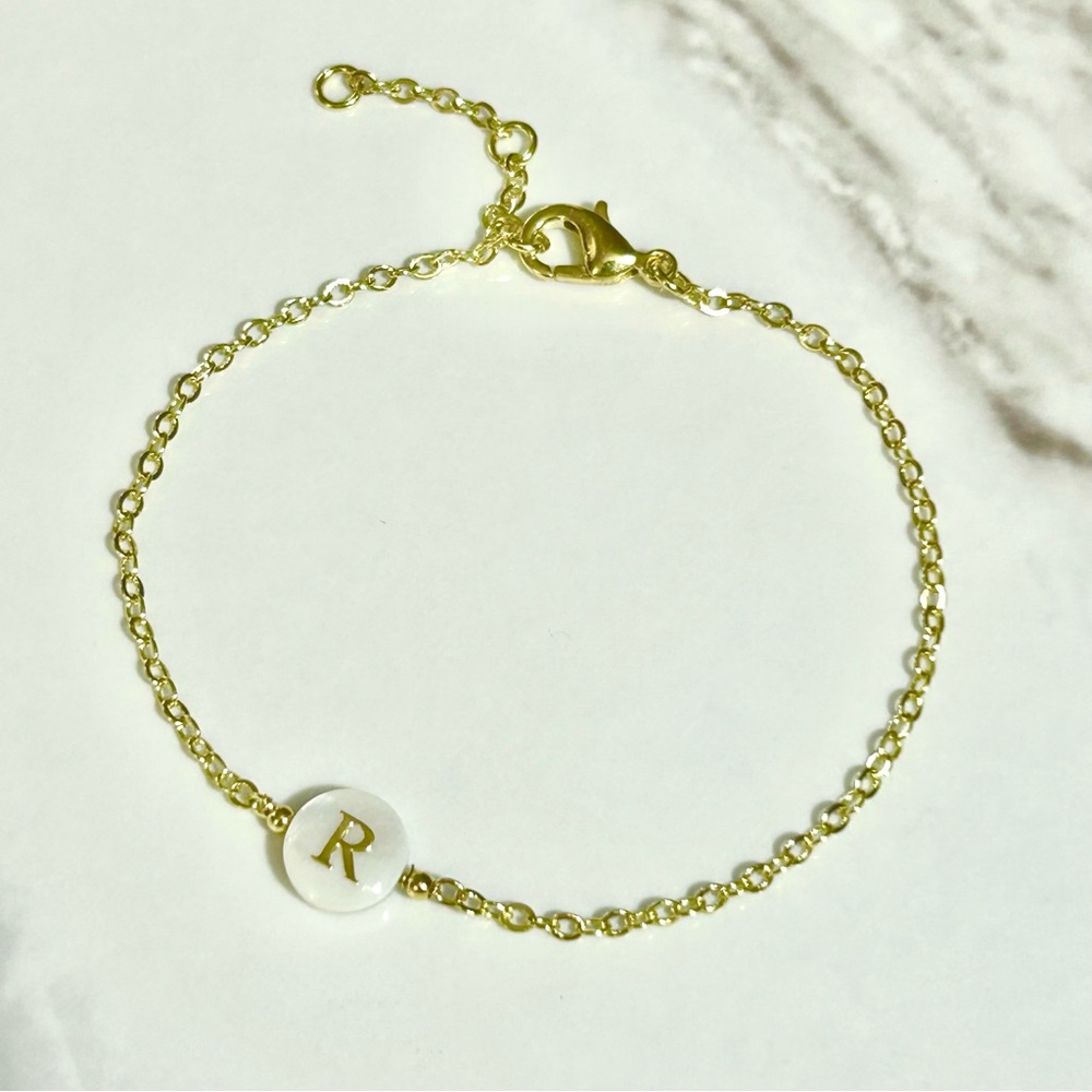 Handmade Custom Initial Pearl & Chain Bracelet